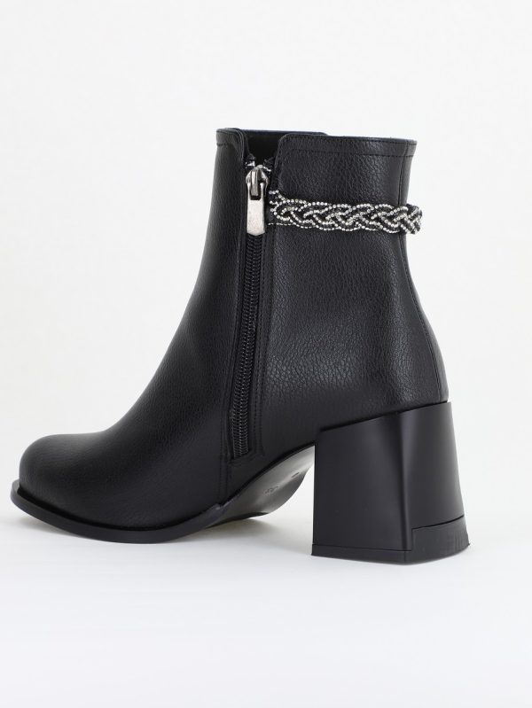 Botine elegante de damă cu toc, din piele ecologică  cu fermoar - culoare Negru mat BS703BT2409817 125