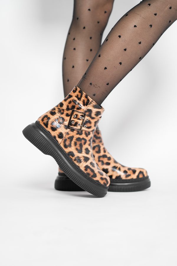 Ghete dama din piele ecologică Maro cu pete (BS04YBT2410963) 119