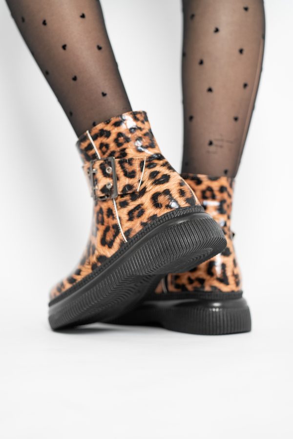 Ghete dama din piele ecologică Maro cu pete (BS04YBT2410963) 123