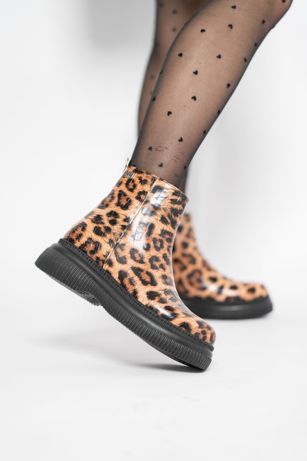 Ghete dama din piele ecologică Maro cu pete (BS022BT2410962) 121