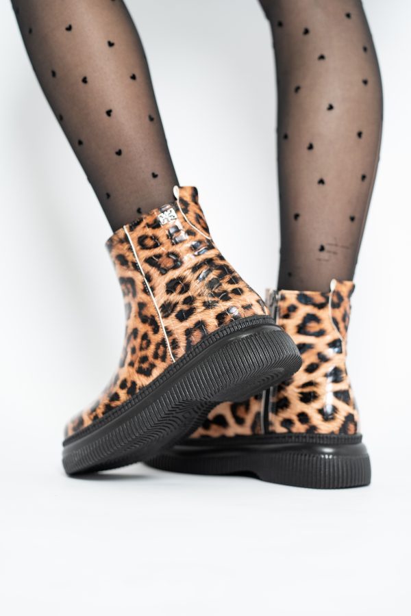 Ghete dama din piele ecologică Maro cu pete (BS022BT2410962) 119