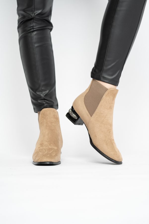 Botine damă din piele ecologică întoarsă Taupe BS151BT2410032 121