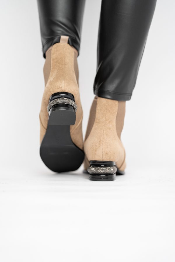 Botine damă din piele ecologică întoarsă Taupe BS151BT2410032 123