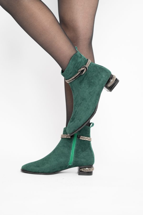 Botine damă din piele ecologică intoarsă culoare Verde (BS160BT2410037) 121