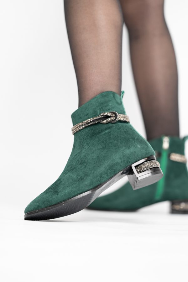 Botine damă din piele ecologică intoarsă culoare Verde (BS160BT2410037) 119