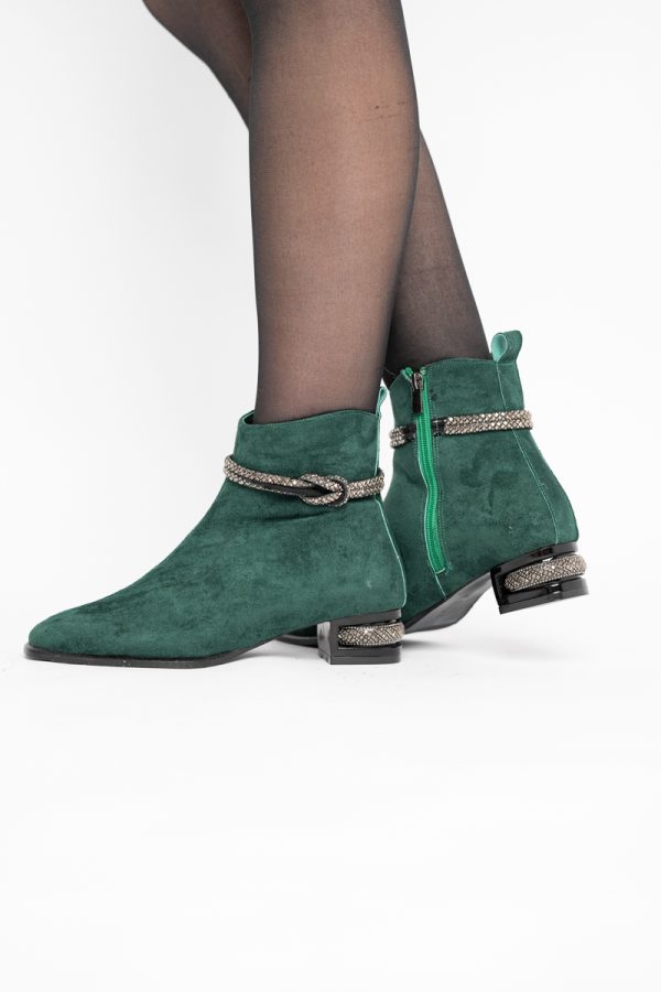 Botine damă din piele ecologică intoarsă culoare Verde (BS160BT2410037) 123