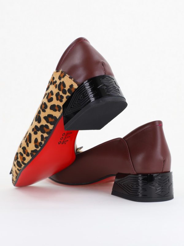 Pantofi Damă cu Toc Jos din Piele Ecologică Maro-Maro (BS503D2410107) 122