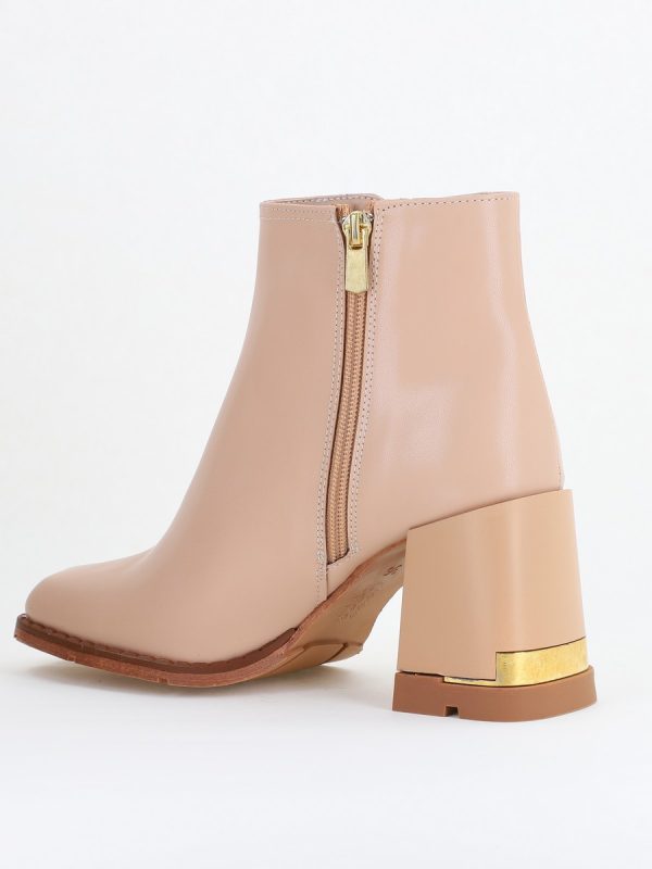 Botine damă casual cu toc din piele ecologică cu fermoar - culoare Bej BS6006BT2409838 125