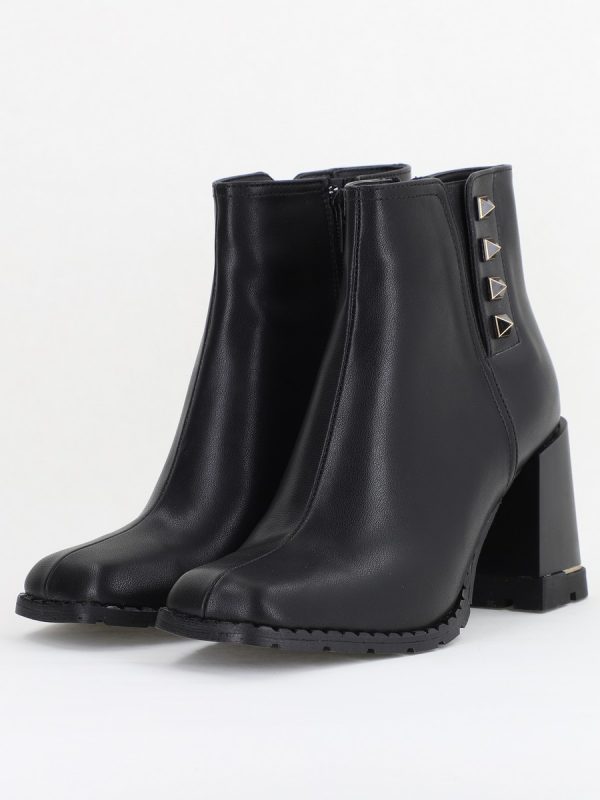 Botine damă casual cu toc din piele ecologică cu fermoar - culoare Negre BS6006BT2409839 120