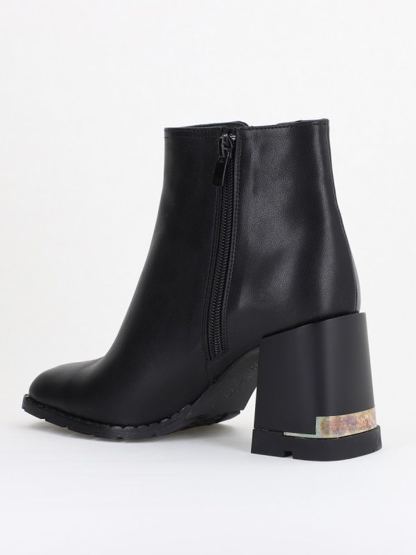 Botine damă casual cu toc din piele ecologică cu fermoar - culoare Negre BS6006BT2409839 125