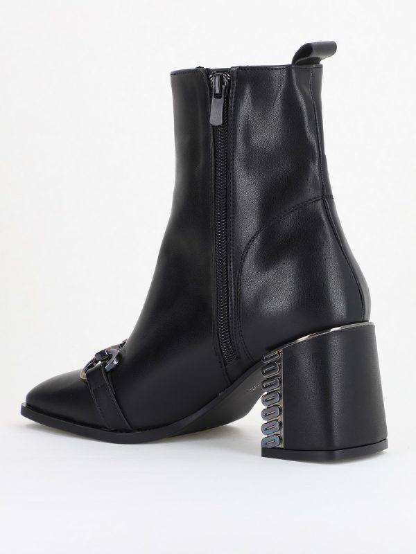 Botine damă casual cu toc din piele ecologică cu fermoar - culoare Negru BS1001YBT2409824 125