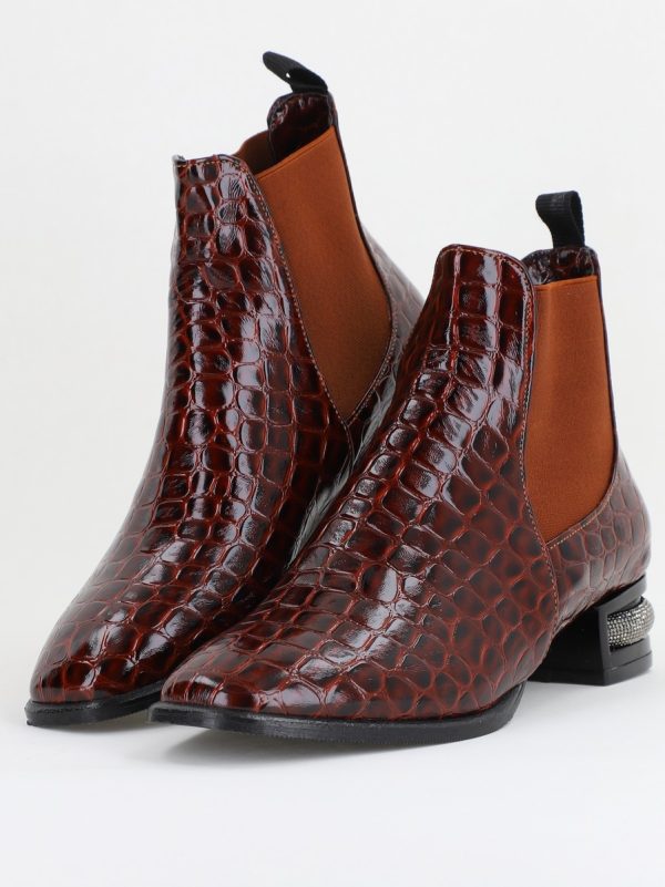 Botine damă din piele ecologică texturată Maro BS151BT2410031 120