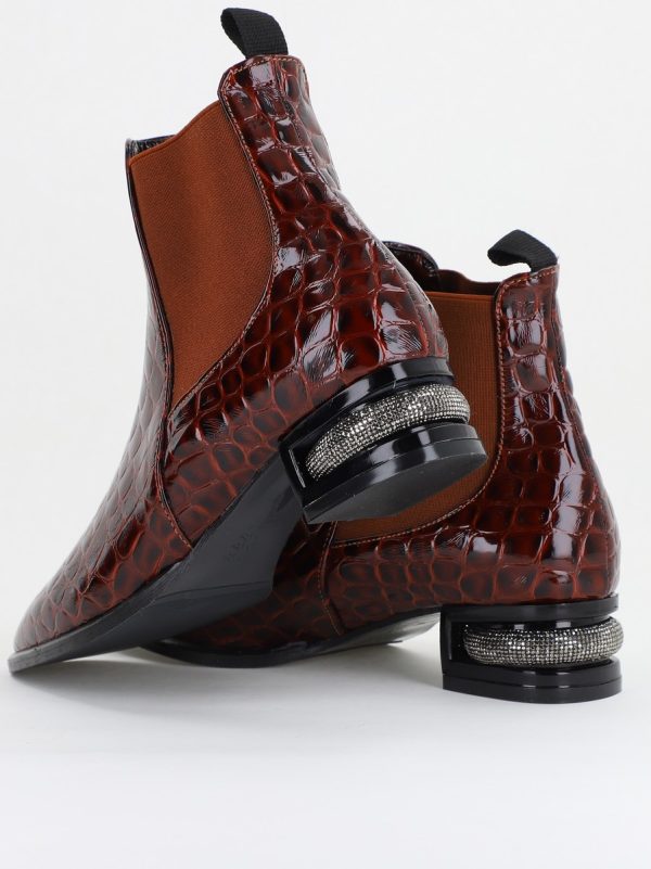 Botine damă din piele ecologică texturată Maro BS151BT2410031 125