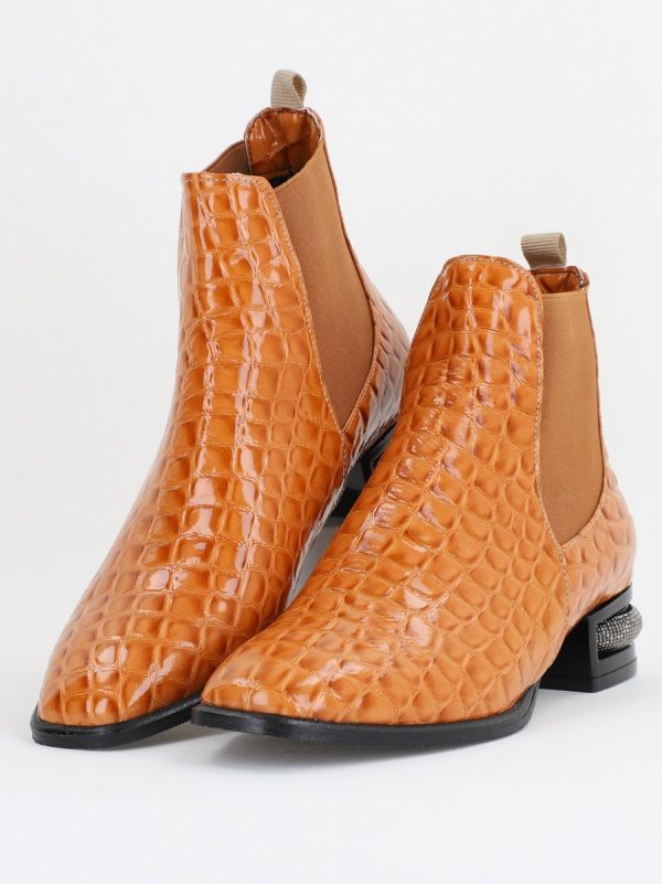 Botine damă din piele ecologică texturată Maro lac BS151BT2410025 120