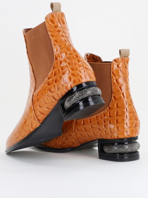 Botine damă din piele ecologică texturată Maro lac BS151BT2410025 125