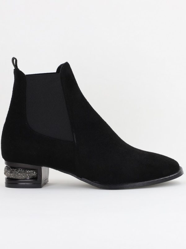 Botine damă din piele ecologică întoarsă Negre BS151BT2410030 122