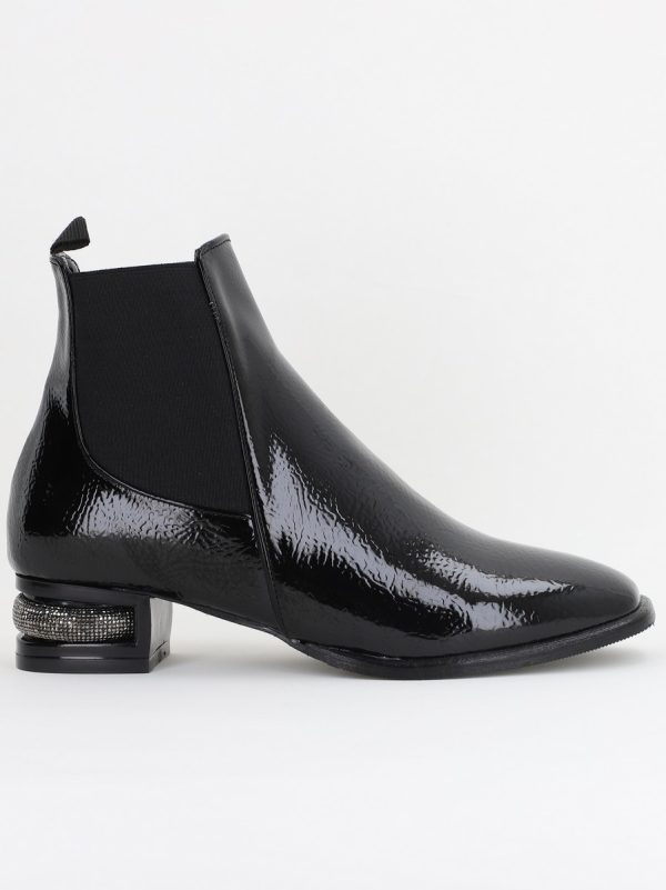Botine damă din piele ecologică Negru lac BS151BT2410028 122