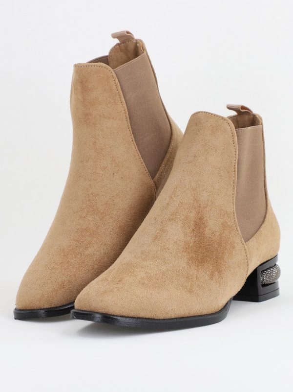 Botine damă din piele ecologică întoarsă Taupe BS151BT2410032 120