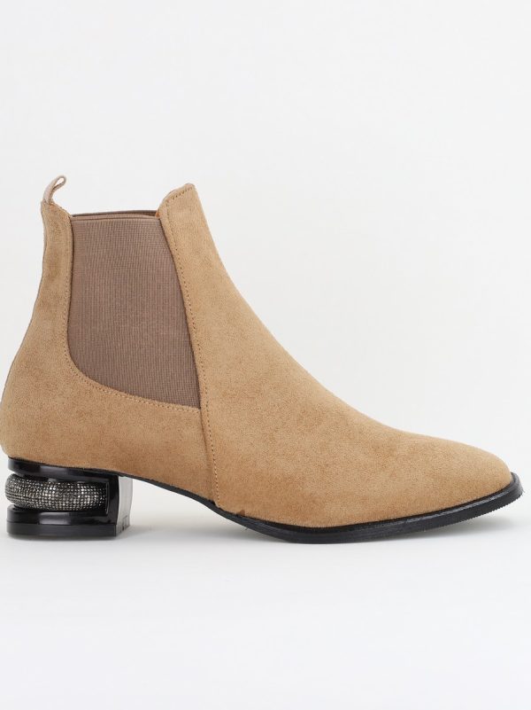Botine damă din piele ecologică întoarsă Taupe BS151BT2410032 122