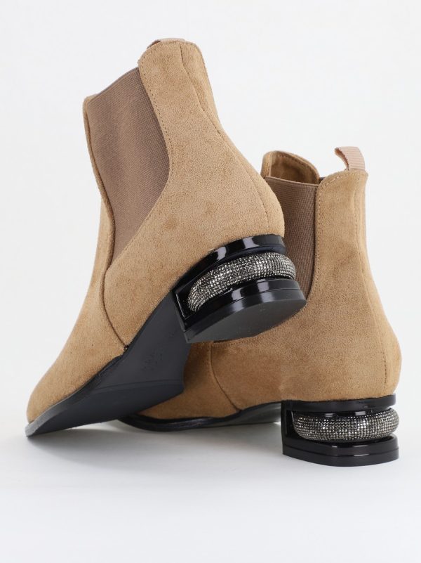 Botine damă din piele ecologică întoarsă Taupe BS151BT2410032 125