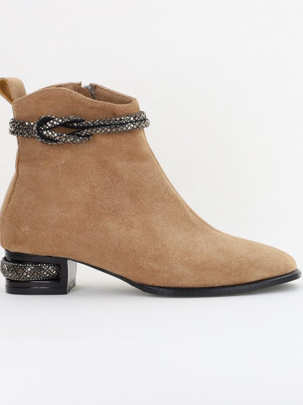 Botine damă din piele ecologică intoarsă culoare Taupe (BS160BT2410036) 120