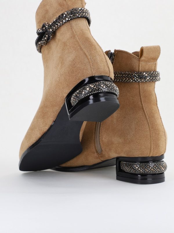 Botine damă din piele ecologică intoarsă culoare Taupe (BS160BT2410036) 125