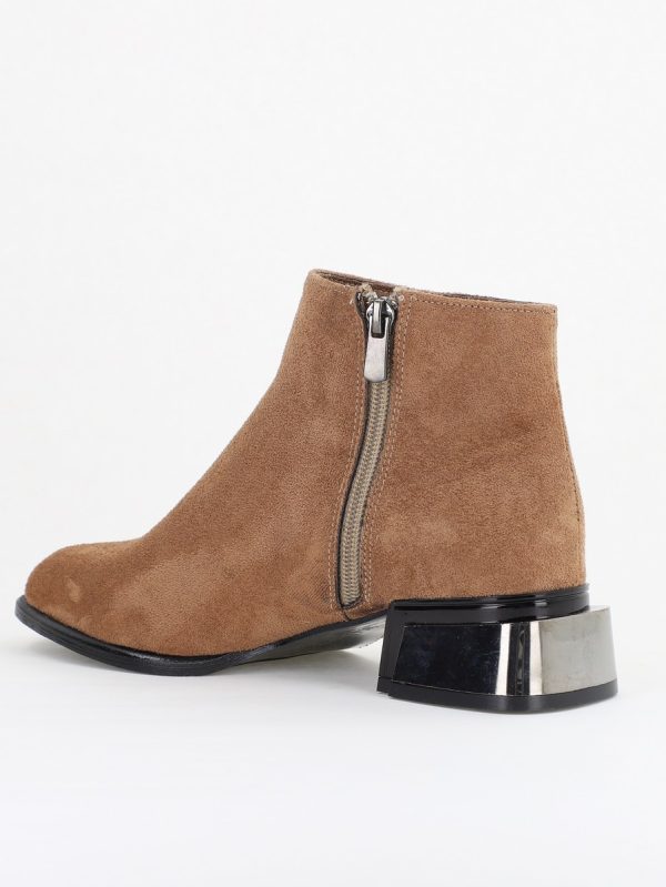 Botine damă elegante din piele ecologică intoarsă cu fermoar - culoare Taupe BS256BT2409840 124