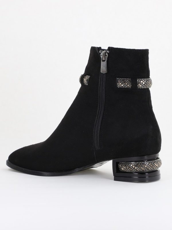 Botine elegante de damă cu toc, din piele ecologică cu fermoar - culoare Negru mat BS163BT2409844 126