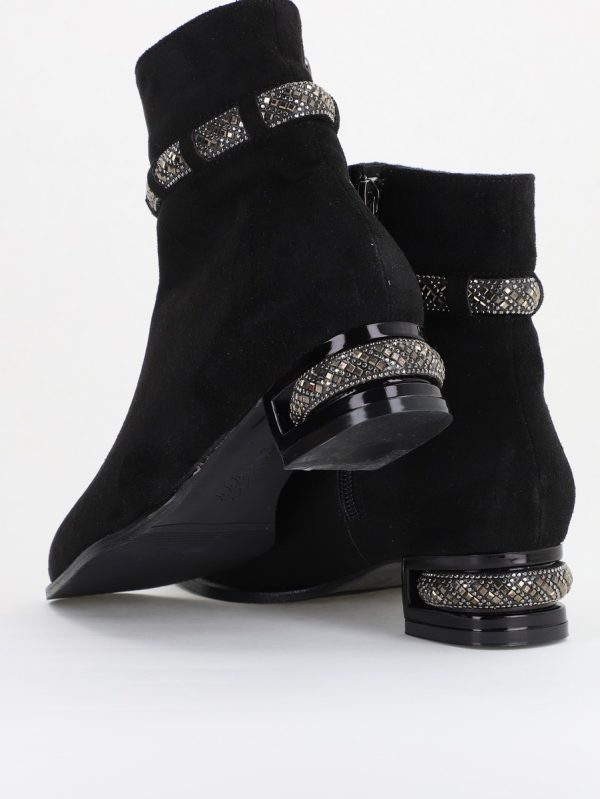 Botine elegante de damă cu toc, din piele ecologică cu fermoar - culoare Negru mat BS163BT2409844 127