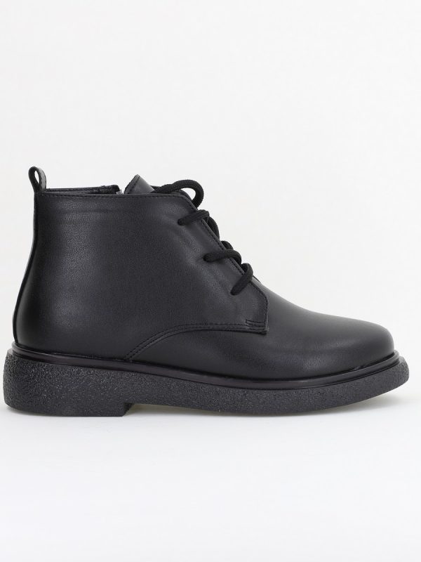 Ghete Damă cu șireturi Piele Ecologică Negru Mat (BS1137BT2409823) 123