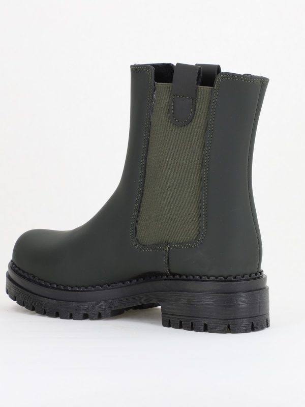 Ghete damă din piele ecologică cu elastic- culoare kaki mat BS8012BT2409835 126