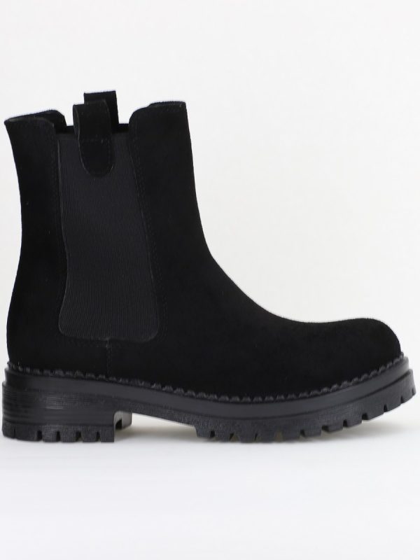 Ghete damă din piele ecologică întoarsă cu elastic- culoare Negru BS8012BT2409830 122