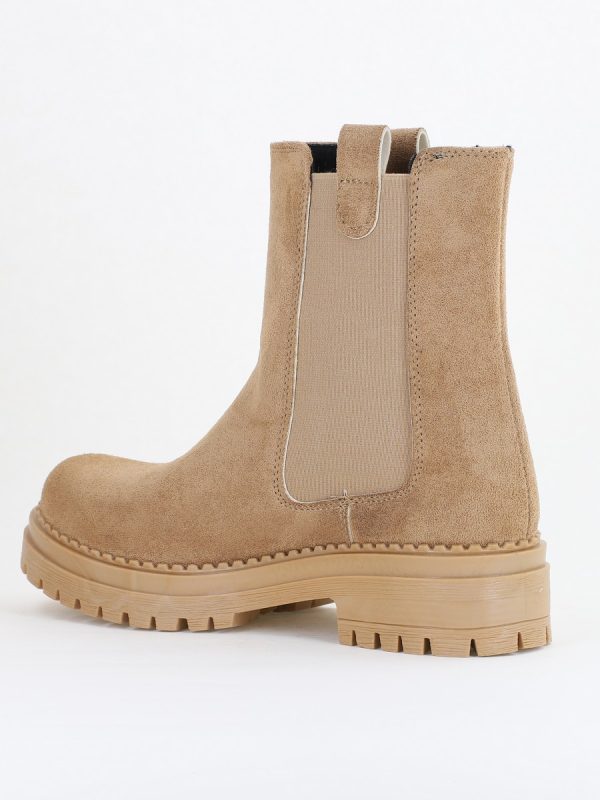 Ghete damă din piele ecologică cu elastic- culoare Taupe BS8012BT2409833 125