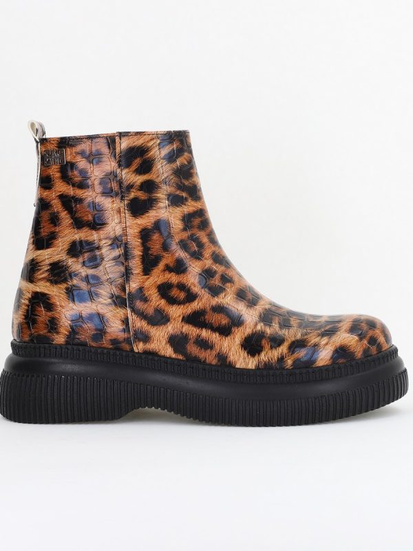 Ghete dama din piele ecologică Maro cu pete (BS022BT2410962) 122