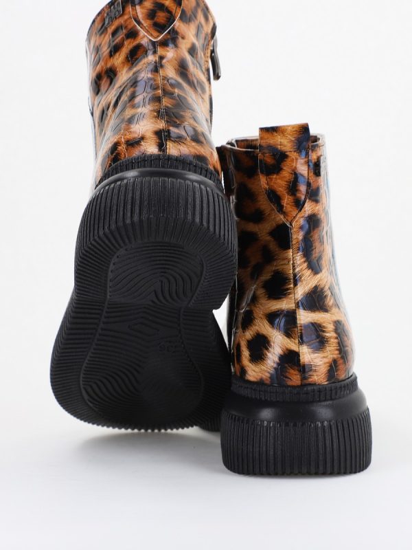 Ghete dama din piele ecologică Maro cu pete (BS022BT2410962) 126