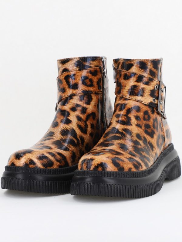 Ghete dama din piele ecologică Maro cu pete (BS04YBT2410963) 120