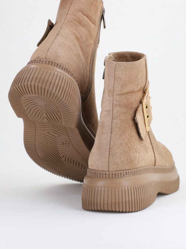 Ghete dama din piele ecologică intoarsă Taupe (BS022BT2410115) 123