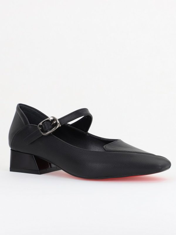 Incaltaminte Dama - Pantofi Casual Damă cu Toc Jos din Piele Ecologică culoare Platină lac BS806D2410090