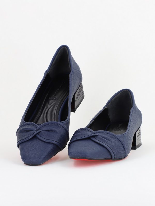 Pantofi Casual Damă cu Toc Jos din Piele Ecologică culoare Bleumarin mat BS506D2410939 119