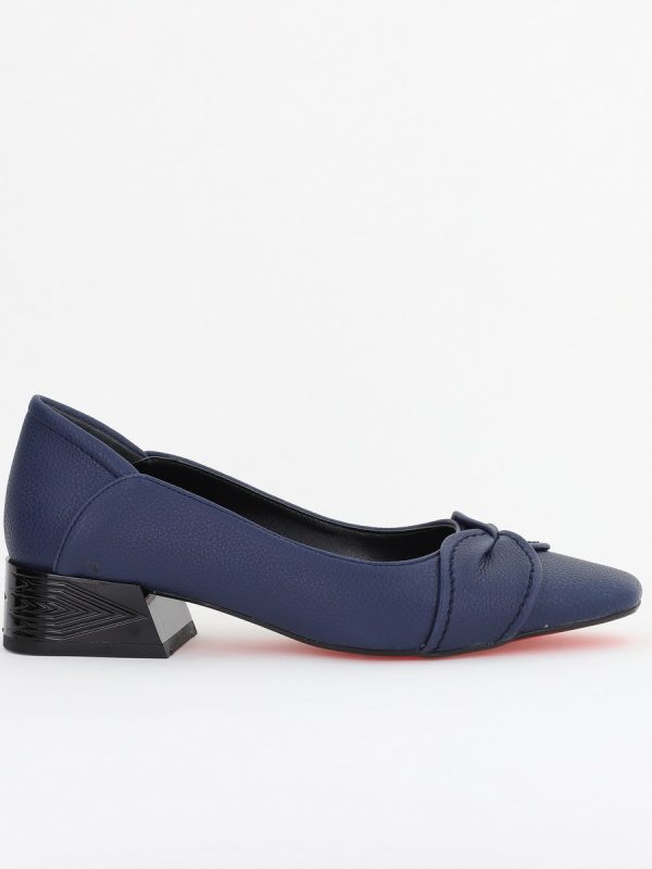 Pantofi Casual Damă cu Toc Jos din Piele Ecologică culoare Bleumarin mat BS506D2410939 120
