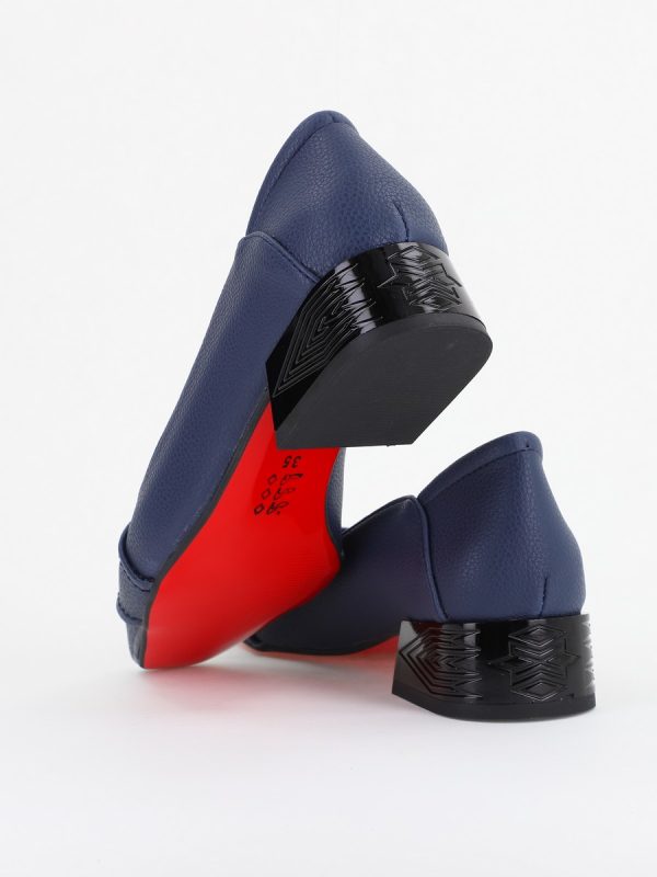 Pantofi Casual Damă cu Toc Jos din Piele Ecologică culoare Bleumarin mat BS506D2410939 122