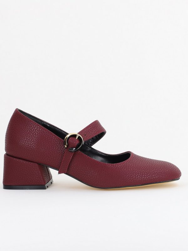 Pantofi Casual Damă cu Toc Jos din Piele Ecologică culoare Bordo mat BS210AY2410931 120