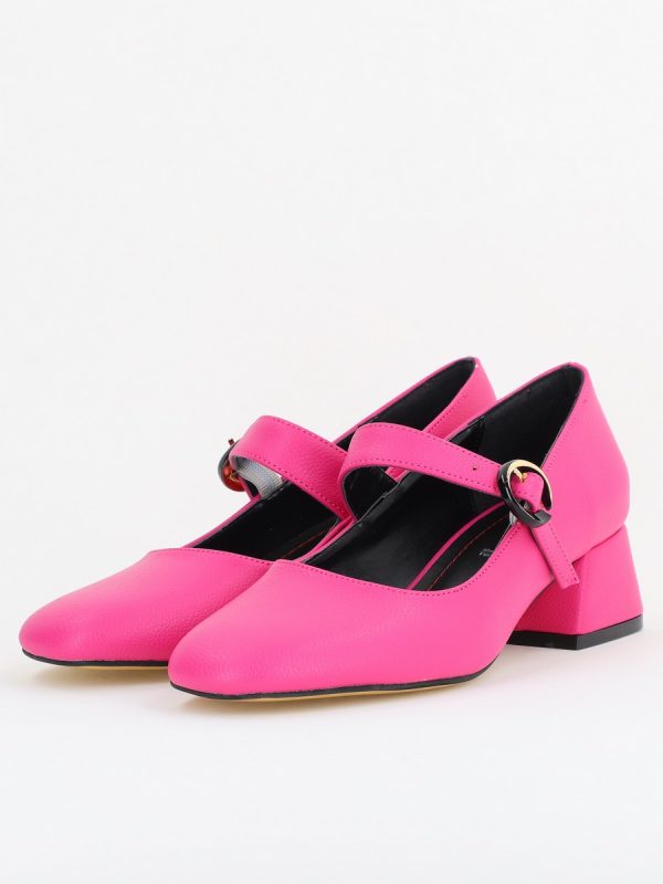 Pantofi Casual Damă cu Toc Jos din Piele Ecologică culoare Fuchsia mat BS210AY2410935 119