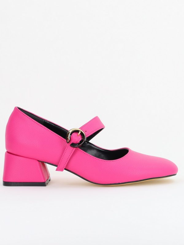 Pantofi Casual Damă cu Toc Jos din Piele Ecologică culoare Fuchsia mat BS210AY2410935 120