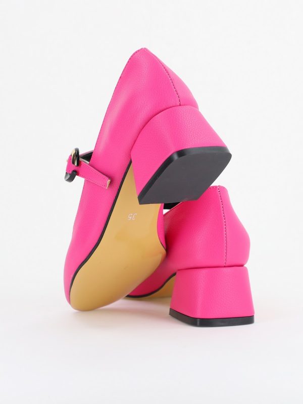 Pantofi Casual Damă cu Toc Jos din Piele Ecologică culoare Fuchsia mat BS210AY2410935 122