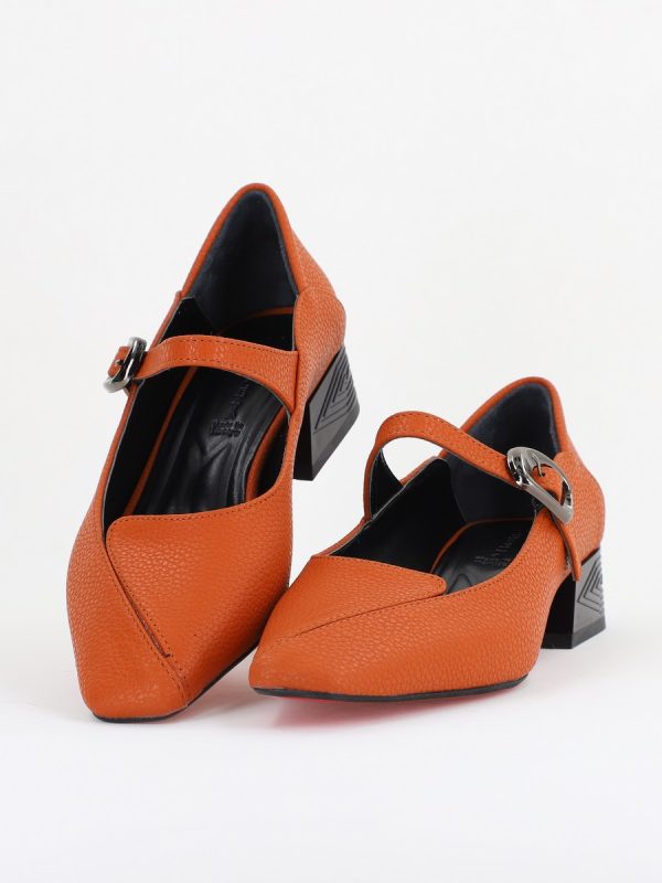 Pantofi Casual Damă cu Toc Jos din Piele Ecologică culoare Maro BS504D2410010 120