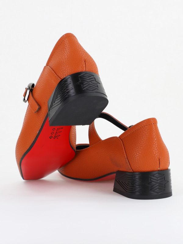 Pantofi Casual Damă cu Toc Jos din Piele Ecologică culoare Maro BS504D2410010 125