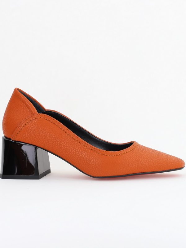 Pantofi Casual Damă cu Toc Jos din Piele Ecologică culoare Maro mat BS807D2410957 120