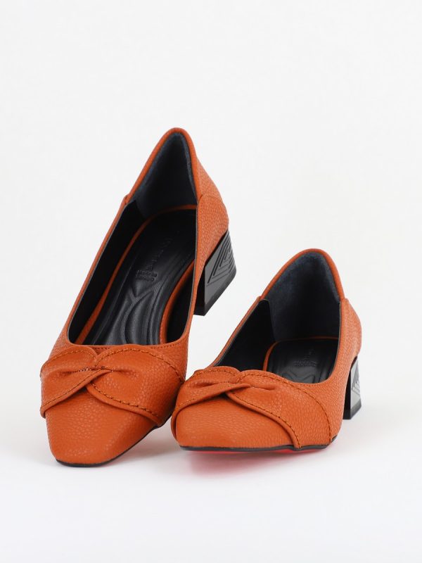 Pantofi Casual Damă cu Toc Jos din Piele Ecologică culoare Maro mat BS506D2410938 119