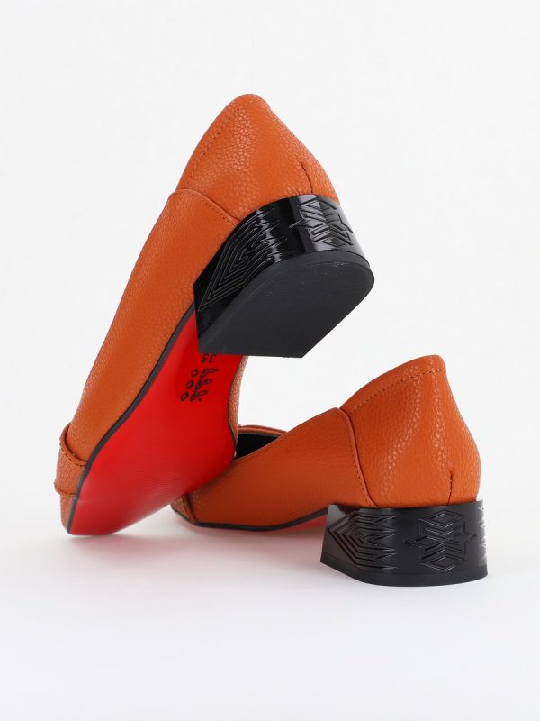 Pantofi Casual Damă cu Toc Jos din Piele Ecologică culoare Maro mat BS506D2410938 122